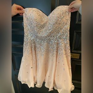 Mori Lee by Madeline Gardner pink dress with beaded and sequenced detailing